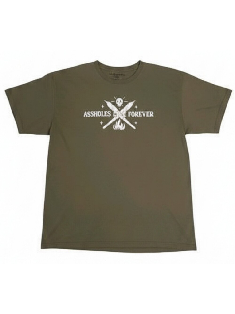 Assholes*s Live Forever T-Shirt Army Green Size L Comfy Graphic